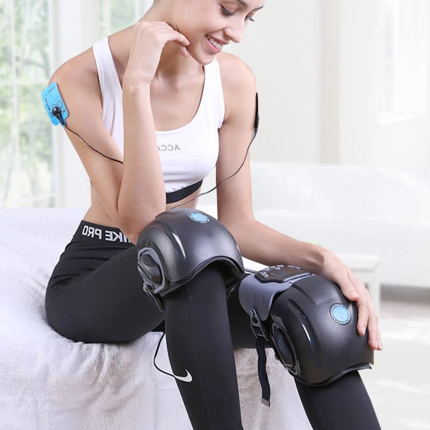 Balmpoint Double Motor Knee Massager, with Heat soothing relief for knee pain, very comfortable to wear, and good gift too for pops and grand-dads