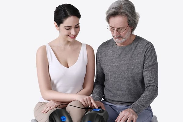 Balmpoint Double Motor Knee Massager, with Heat soothing relief for knee pain, very comfortable to wear, and good gift too for pops and grand-dads